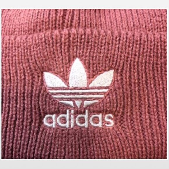 Adidas Beanie Hat Womens OS Knit Folded Cuff Pink Logo - Picture 6 of 16